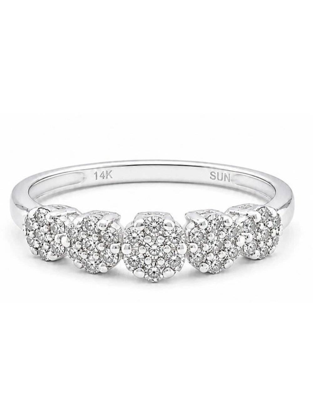 Genuine 0.75 Cts Diamonds Band Ring 14k White Gold